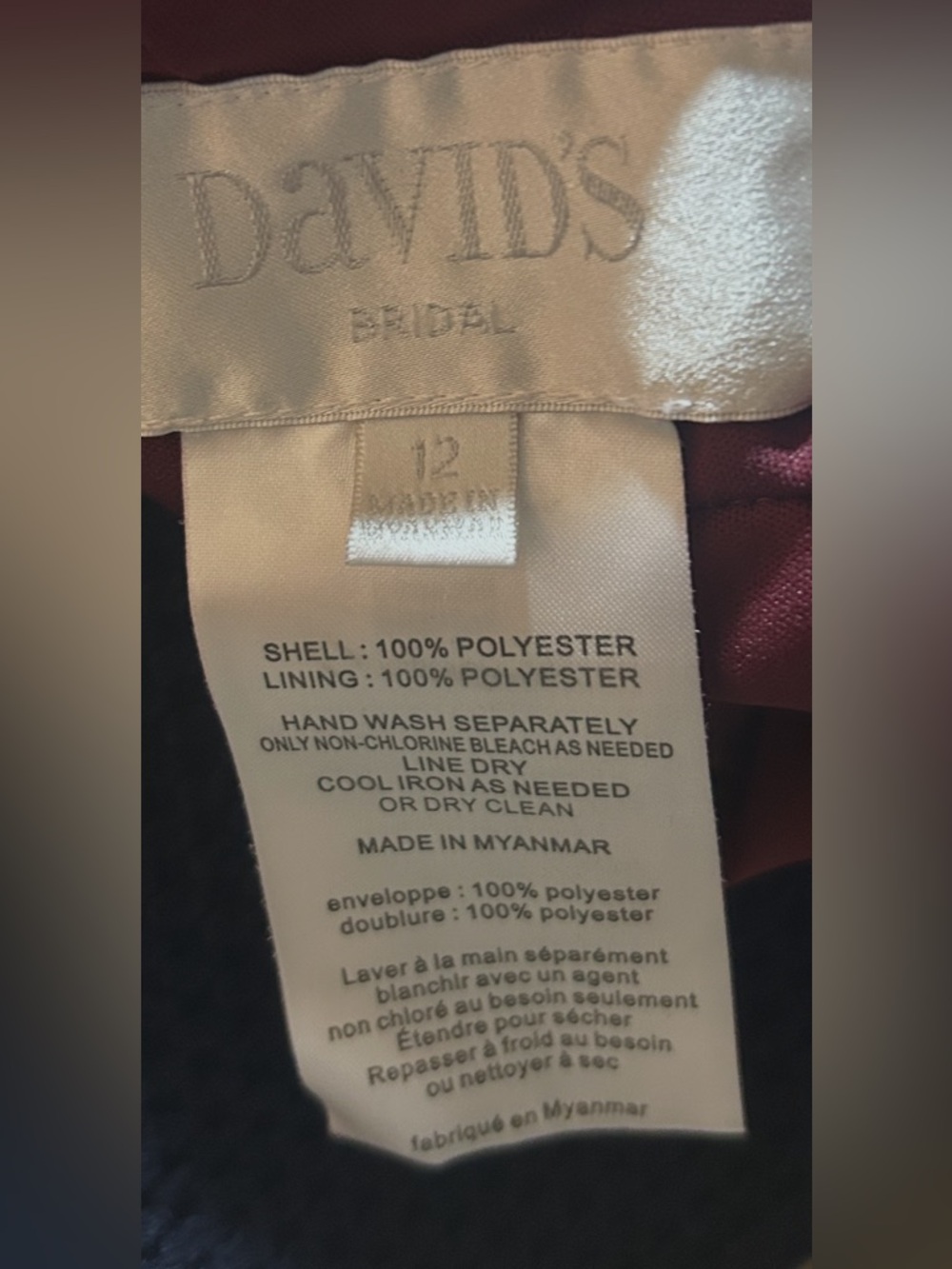 David’s Bridal Maxi Dress Burgundy Ruched Sleeveless Women's Size 12 - Picture 14 of 14